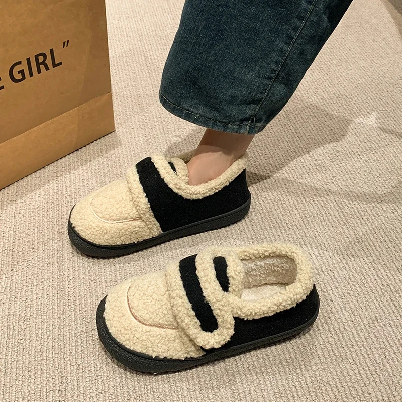 2024 плюшевые меховые тапочки для женщин зимние уличные пушистые теплые хлопковые