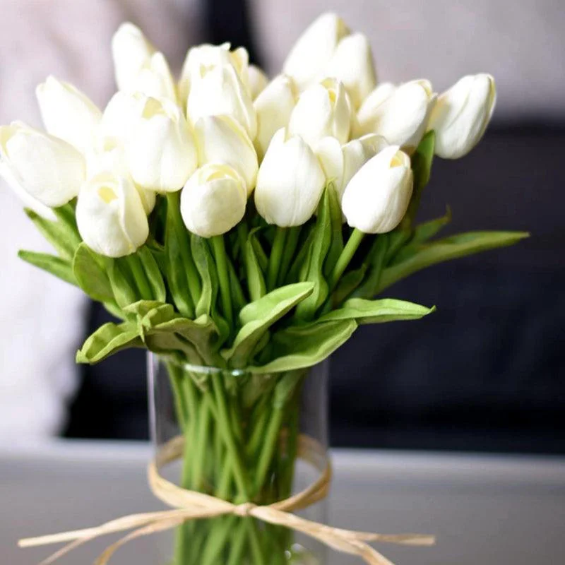 5pcs 34cm Tulips Artificial Flowers for Living Room Home Decor Real Touch Tulip Fake Flowers Bride Holding Wedding Decoration