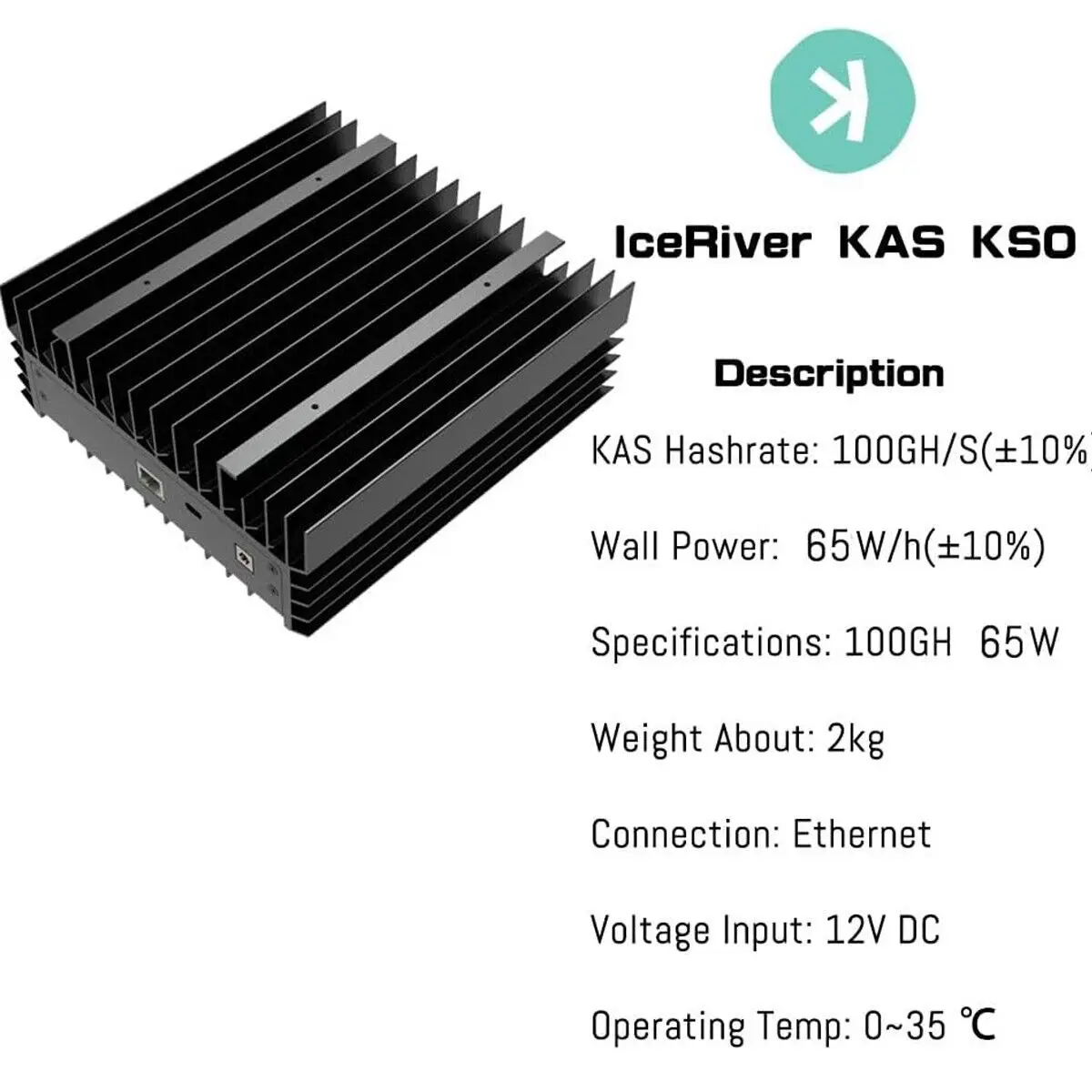 

Новинка, IceRiver KS0 100 г, 100 Вт, Kaspa Mining KAS Asic Mining с официальным блоком питания