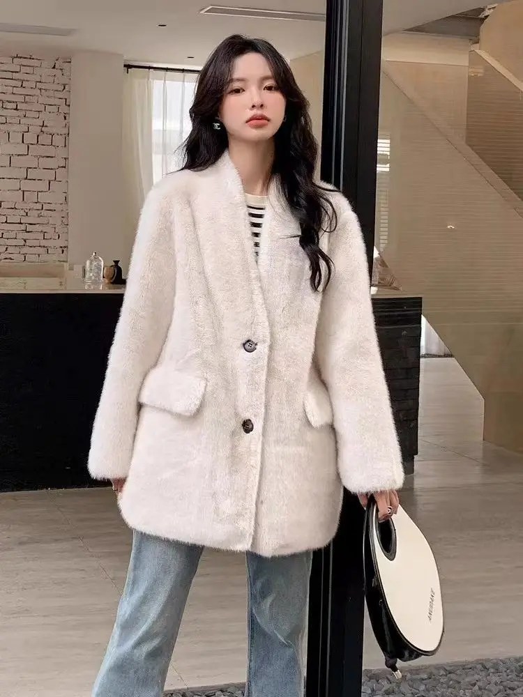 

Осень-зима 2022, теплая искусственная Меховая зимняя шуба из искусственного меха, женское мягкое теплое пальто, женский топ 2022, уличная одежда...