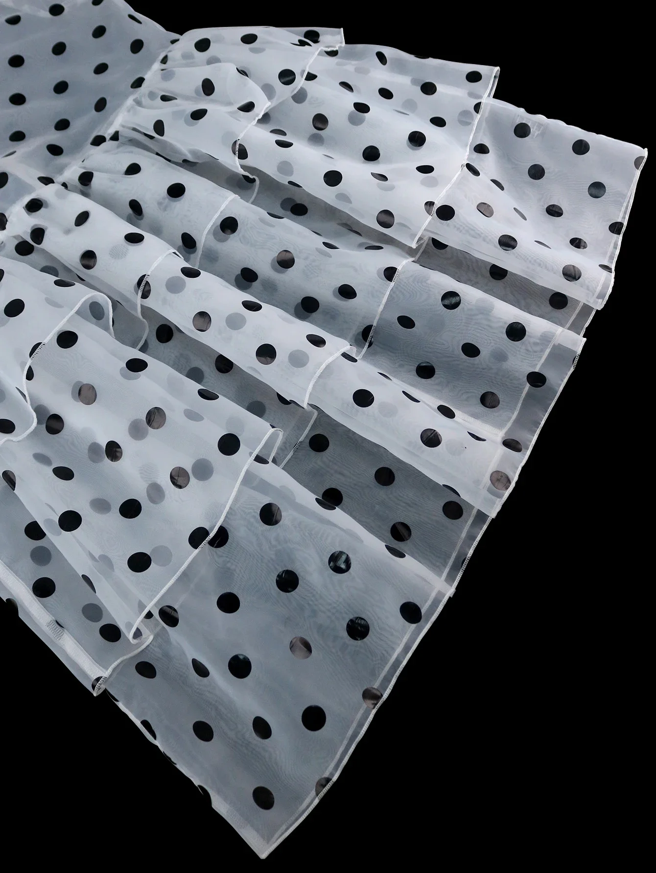 Женское платье в горошек ONTINVA прозрачное большого размера с высоким воротником и