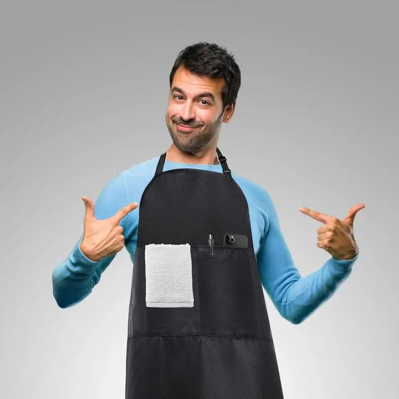 

Perfessional Kitchen Apron For Men Women Wipeable Oil Resistant Waterproof Grill Apron With Pockets Chef Waiter BBQ Cafe Aprons