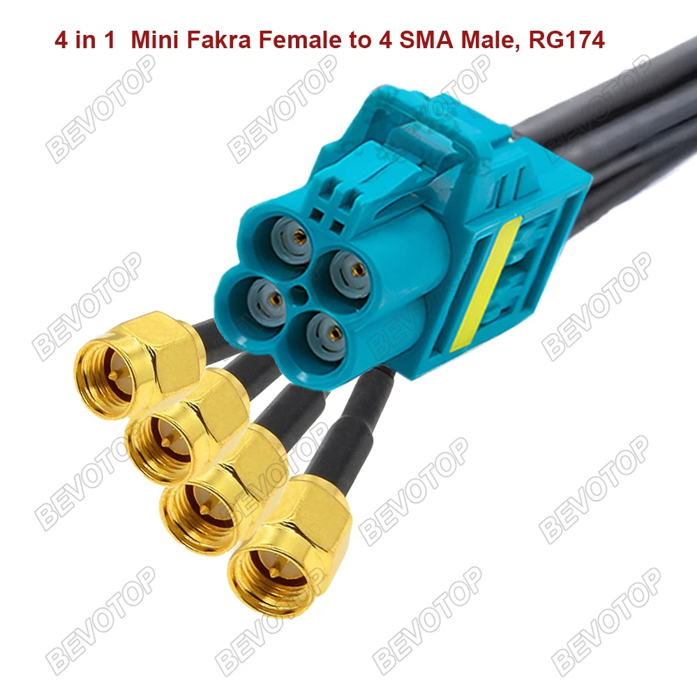 BEVOTOP Rosenberger Сменный 4-в-1 MINI FAKRA на 4 разъема SMA папа/гнездо RG174 коаксиальный кабель 50