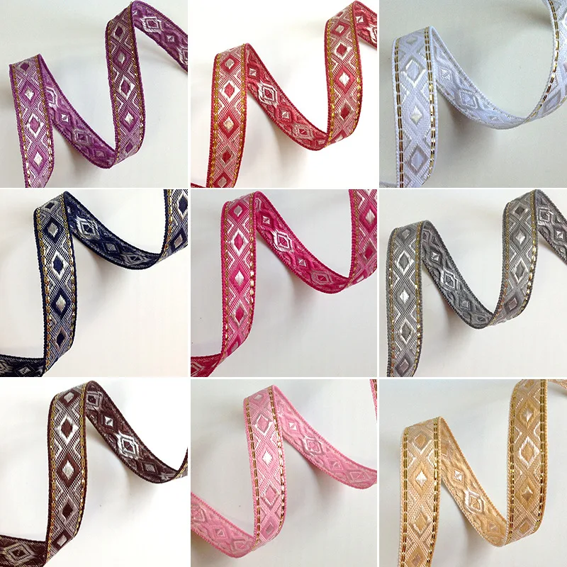 

Винтажная Этническая вышивка, аксессуары для одежды и сумок, ткань с вышивкой, 17 цветов, 1 м, 12 мм