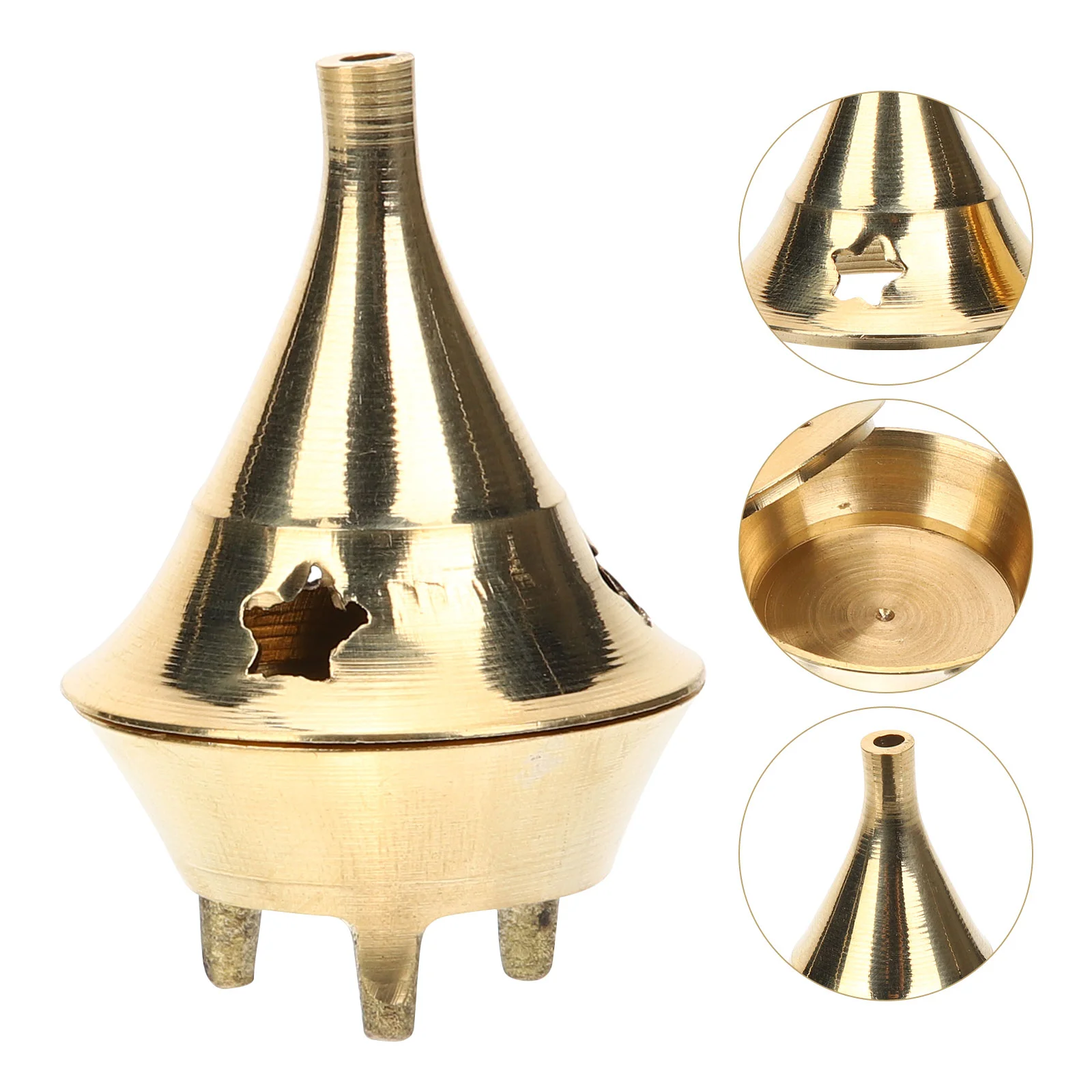 

Burner Censer Holder Cone Mini Stick Ash Decor Aromatherapy Furnace Brass Eastern Middle Container Bakhoor Arabian Vintage Tea