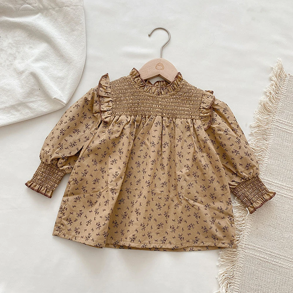 

Girls Kid Floral Blouses Cotton Toddler Baby Girls Flowers Clothes Ruffles Sweet Shirts Ruffled Collar Children Casual Clothing
