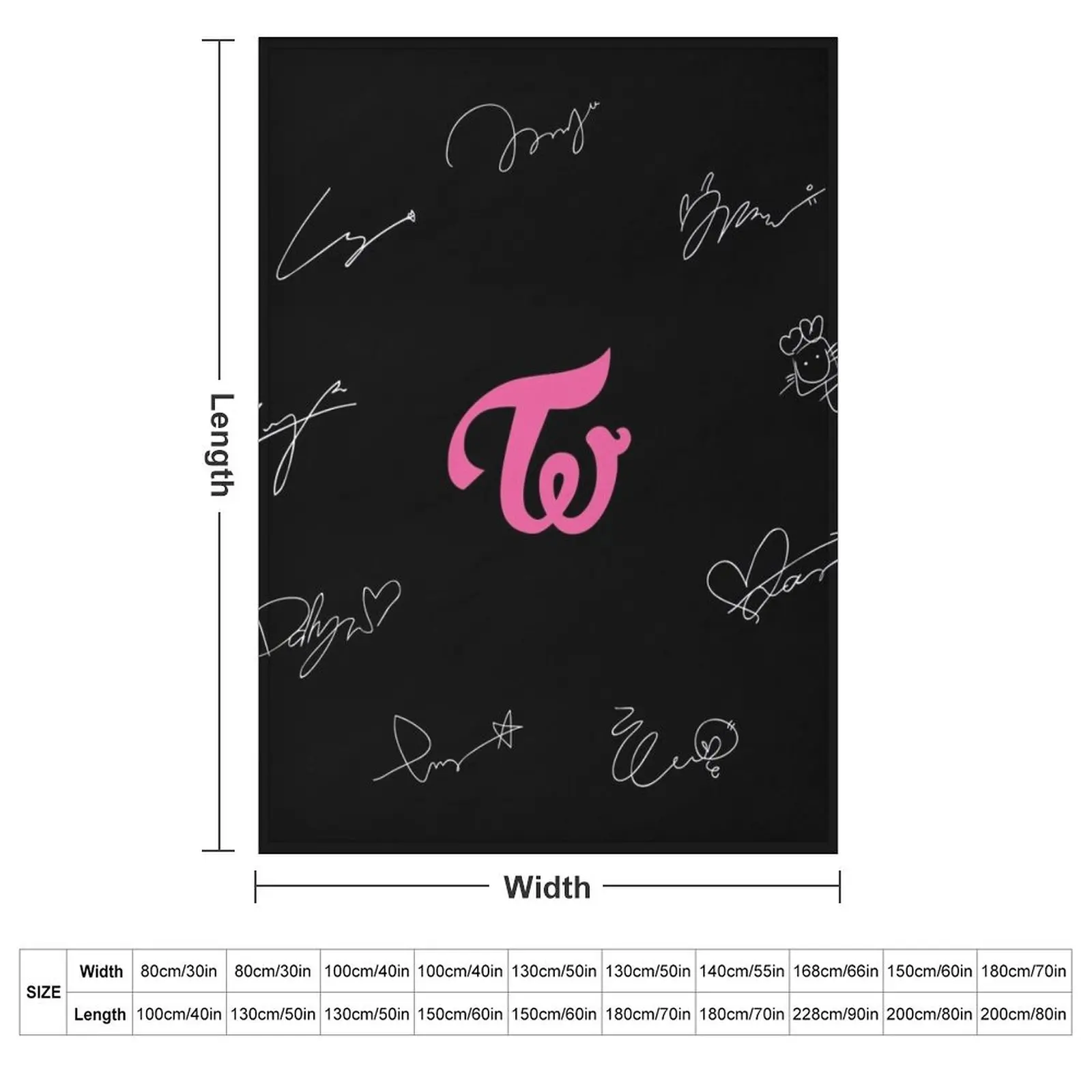 Пушистое одеяло Twice autographs with logo (Белое)
