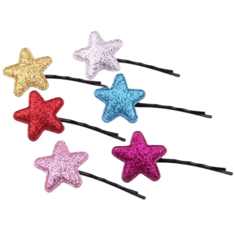 

6 Pcs Hairpins for Women Glitter Stars Decorate Hair Clips Bride Hair Accessories Beautiful Brilliant Five Point Stars Wire Clip