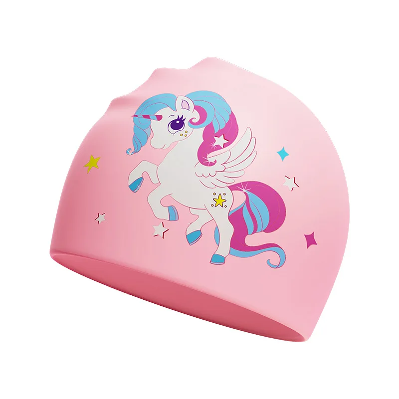 

Детская шапочка для плавания силиконовая Милая для мальчиков и девочек детская Солнцезащитная Водонепроницаемая мультяшная шапочка для плавания без порезов головы