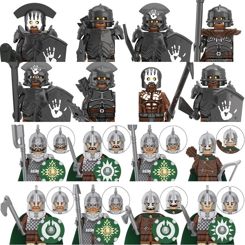 8Pcs/Set Mini Lord Of Elf Orcs Army Gandalf Dwarf Rohan Knight Game Thrones Building Blocks Figures The Rings Kids Toys Gift