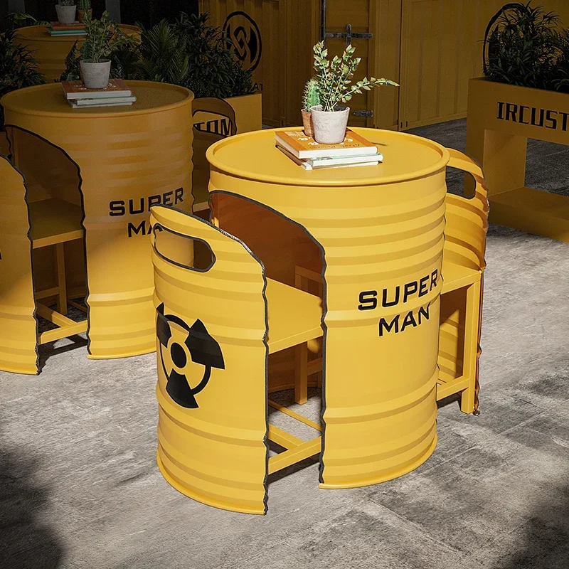 Уличный железный стол и стулья комбинация для барбекю кофейни креативный