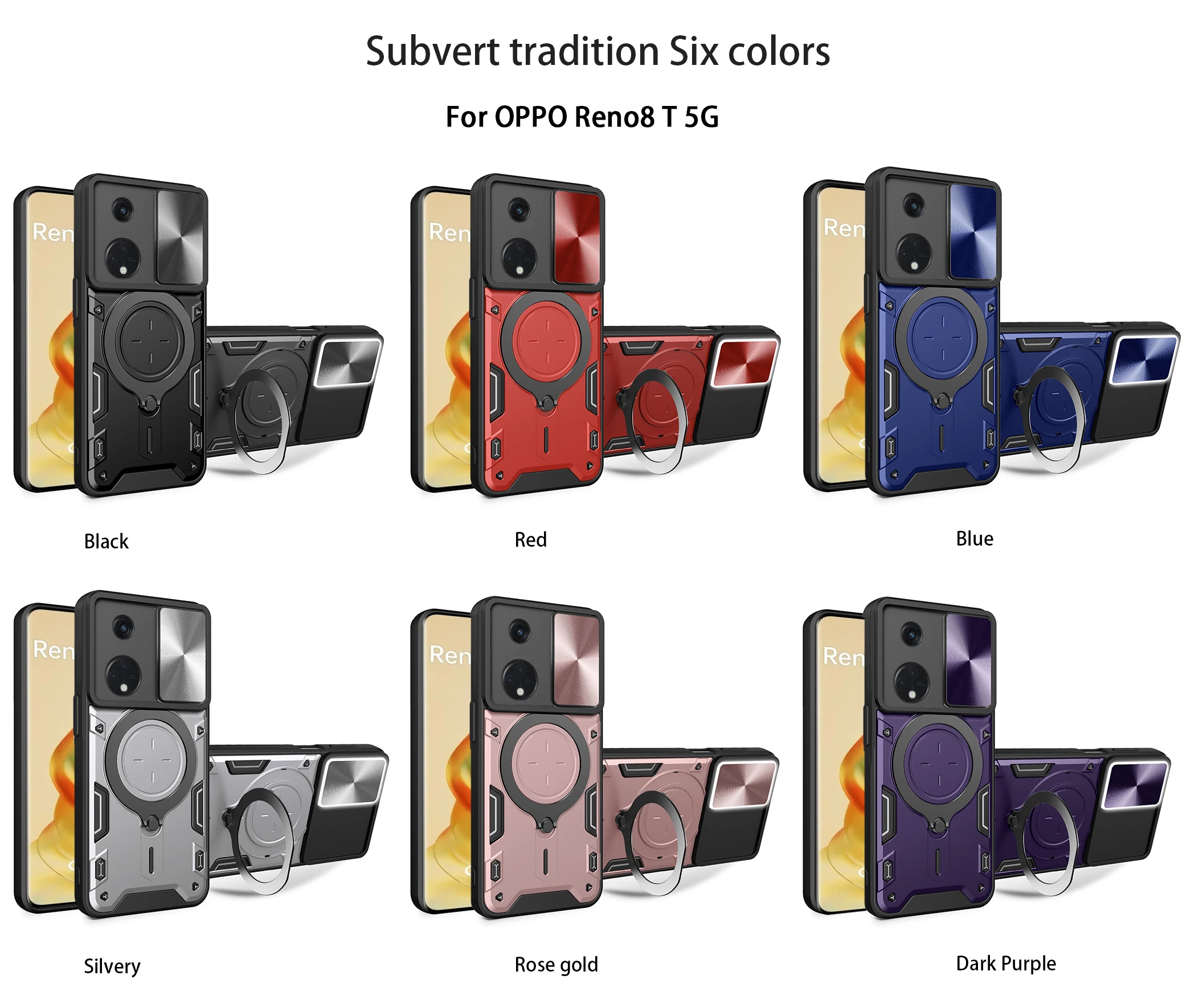 Slide Camera Case for Oppo A1 Pro PHQ110 Luxury Car Mount Magnetic Holder Soft Edges Hard Armor Shockproof Phone Cover OppoA1Pro