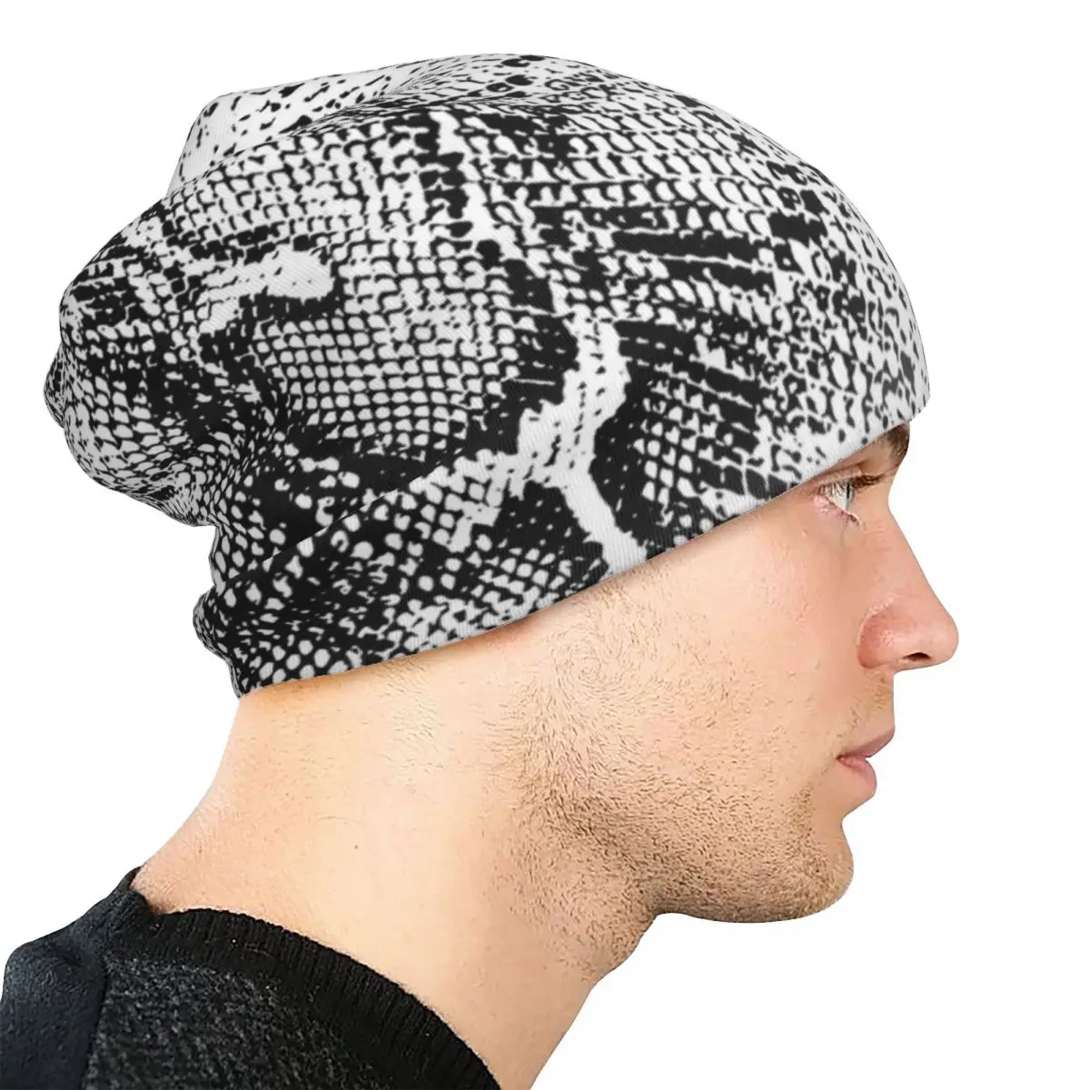 Змеиная кожа Шапки-бини из питона Черно-белые крутые шапки Мужчины Женщины Kpop