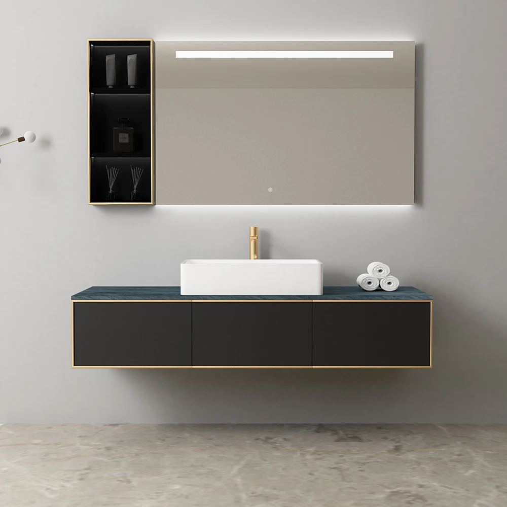 Современная 60-дюймовая настенная мебель для ванной комнаты из ясеня и  фанеры с покрытием, с зеркалом, шкафом и коробкой для лекарств | AliExpress