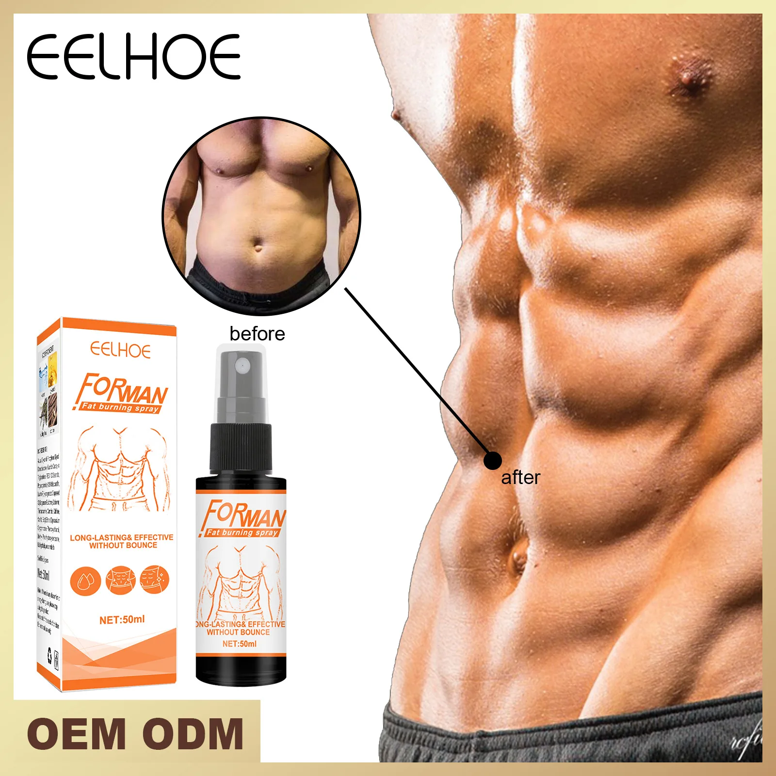

Eelhoe Men's Abdominal Muscle Spray Local Perspiration Strengthening Belly Fitness Shaping Exercise Oil Abdominal Muscle Spray