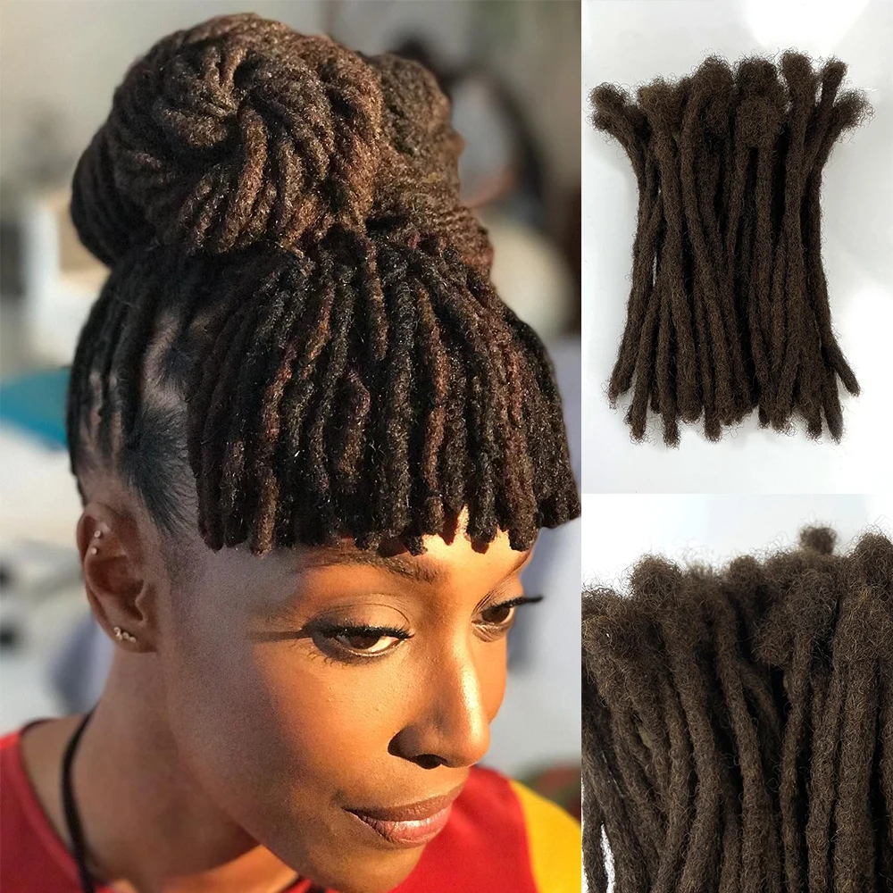 

Dreadlock Extensions Made From Human Hair Handmand Medium Brown Color It can be Dyed curled and bleached 60locs/packs #4