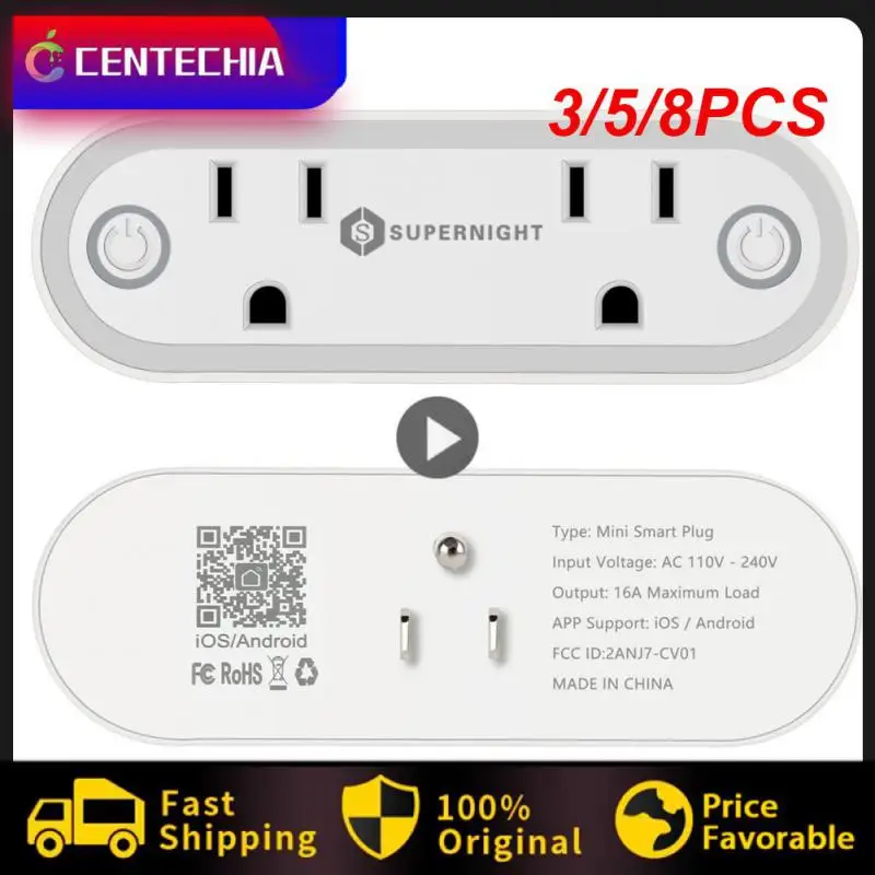 

3/5/8PCS Timing Smart Socket Wifi Outlet With Light Sensor Night Light 16a Us Plug Smart Life Smart Outlet Voice Control Tuya