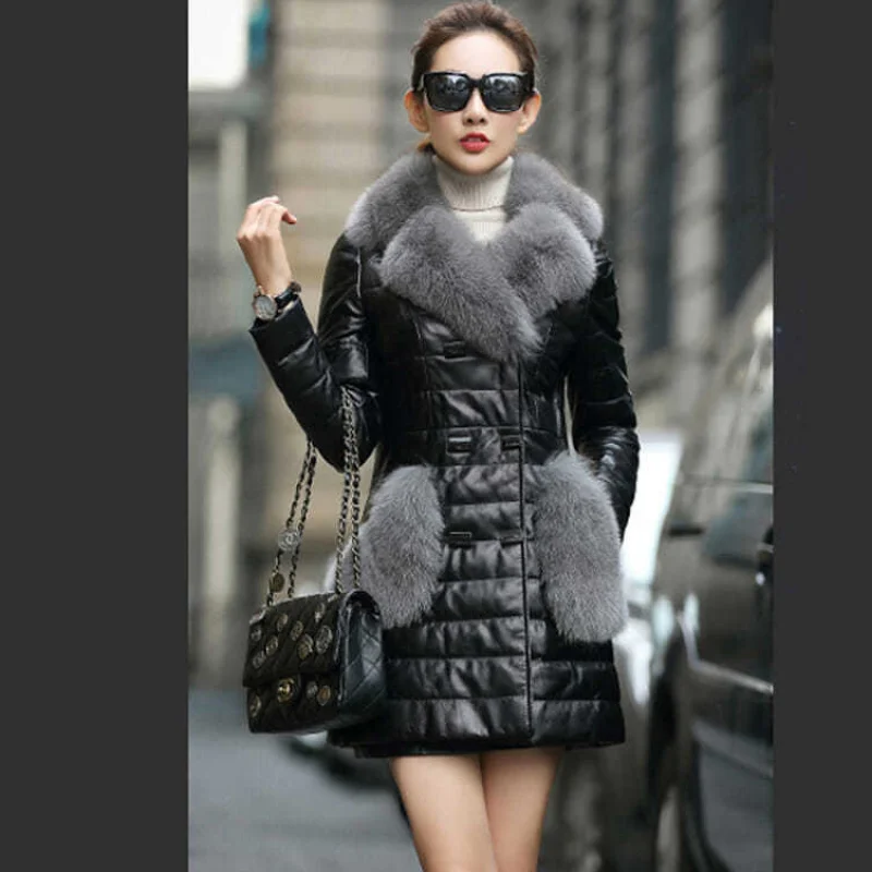 Winter Women's Coat Faux Leather Jacket Down Cotton Leather Jacket Demi-season Jacket for Women Warmth New Korean Fashion