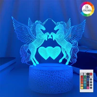 acrylic table lamp 3d unicorn usb led lights for home room decoration touch remote control night lights holiday birthday gifts