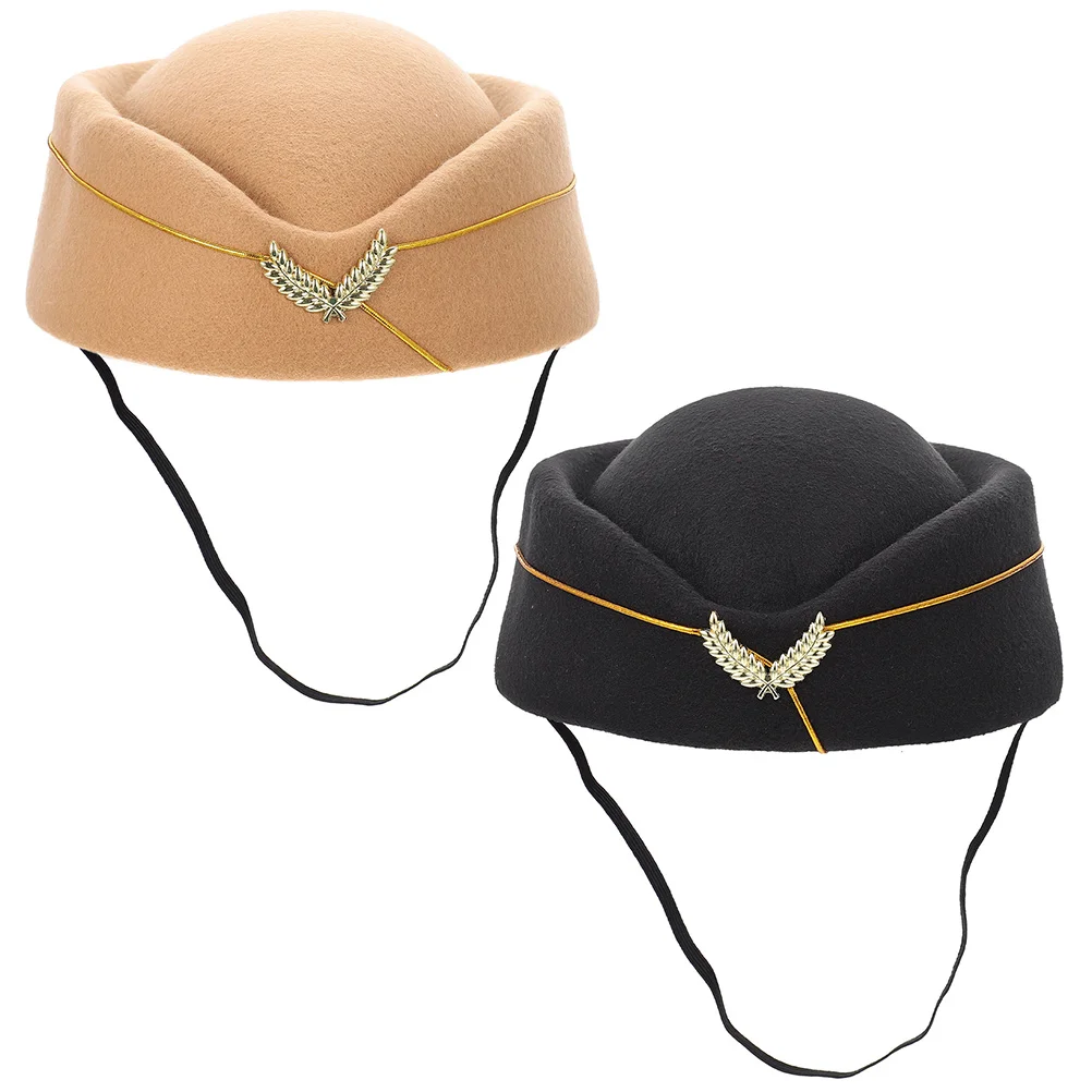 

2 Pcs Retro Hat Airplane Hostess Comfortable Flight Attendant Costume Stewardess Cosplay