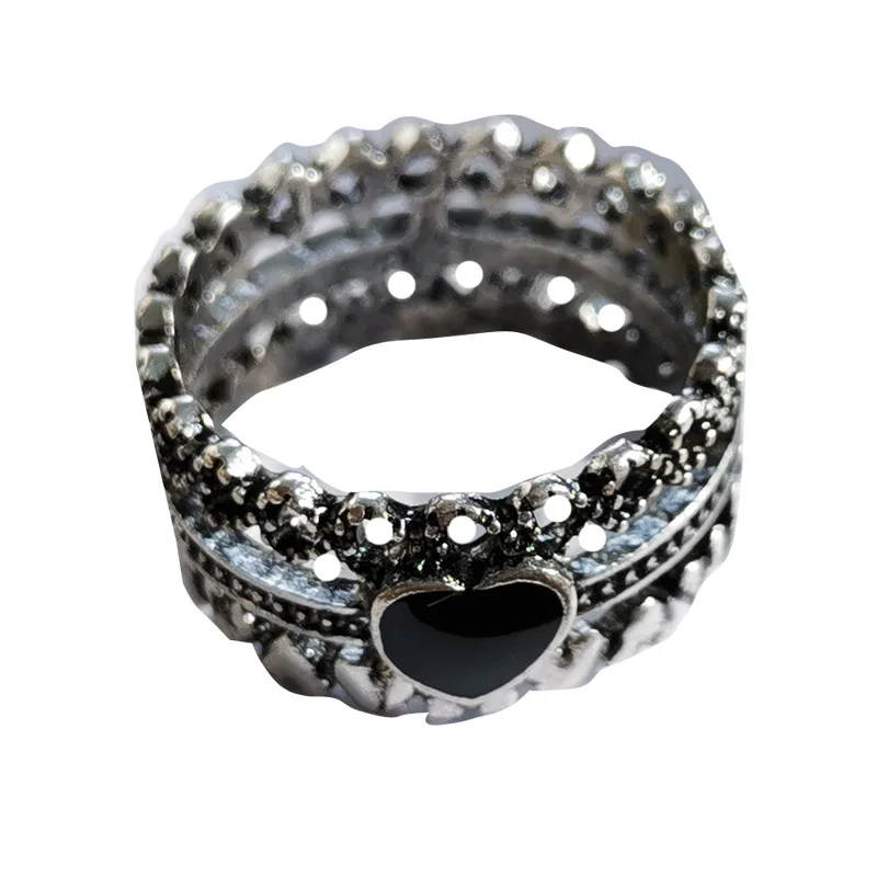

Женское кольцо в стиле ретро, черное кольцо в стиле панк с отверстиями