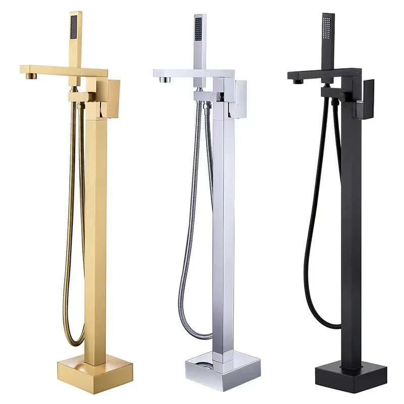 Tap All Copper Black Square Floor Standing   Column Basin Shower
