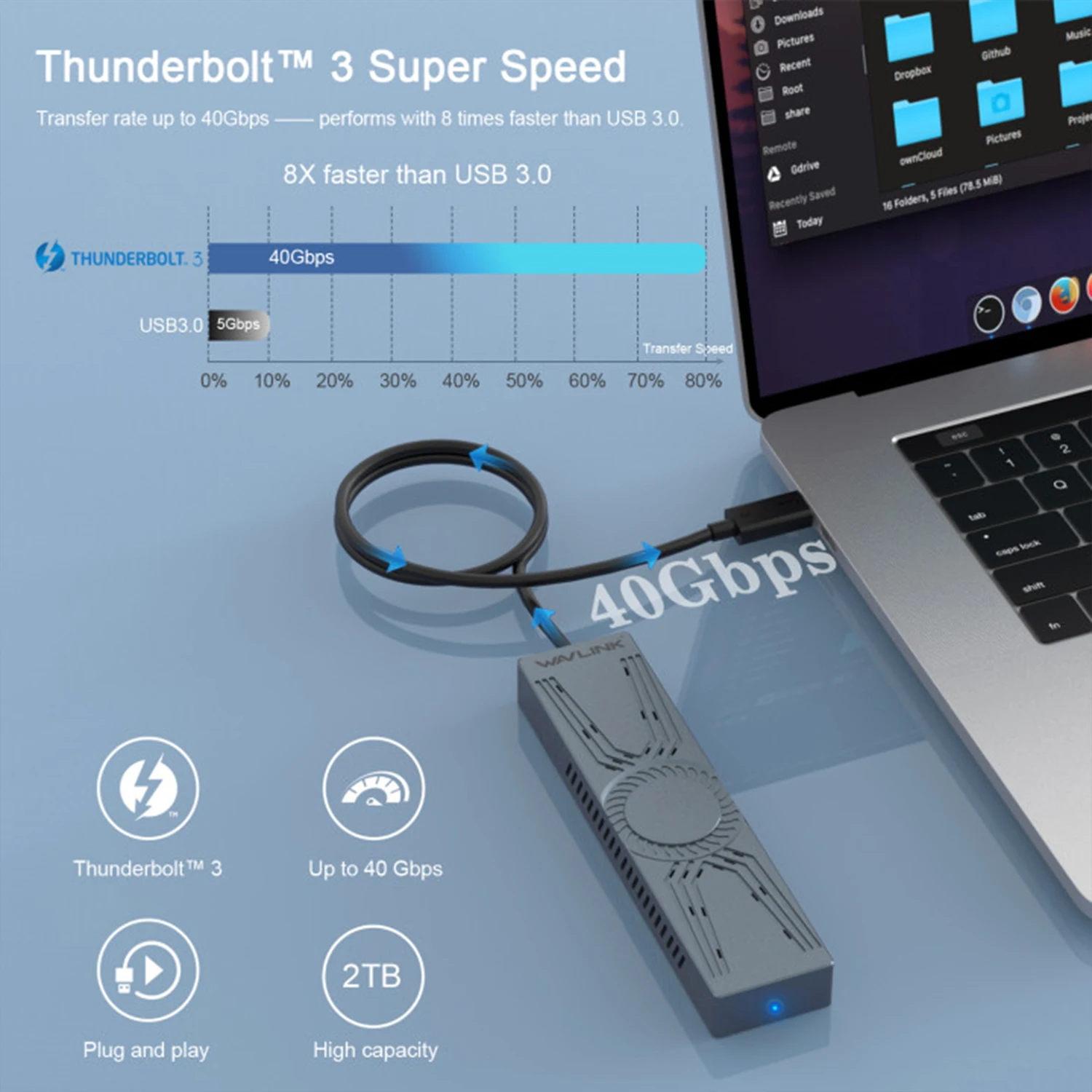 Сертификат Intel Thunderbolt™3 HDD чехол Тип C USB 3 1 Box 40 Гбит/с внешний жесткий диск Корпус