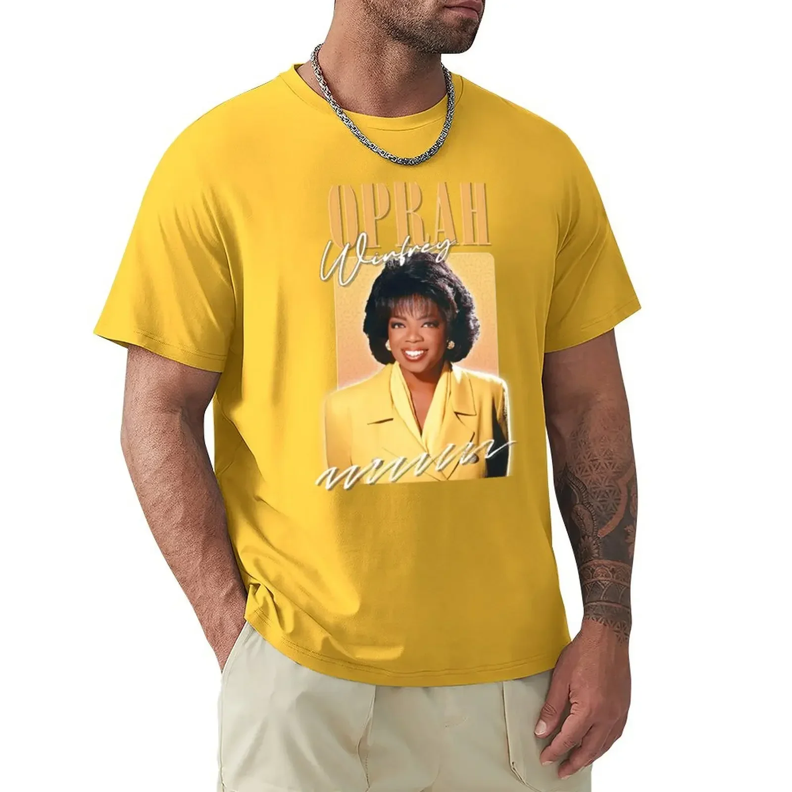 Oprah winфри футболка таможенная корейская мода Мужская искусственная винтажная