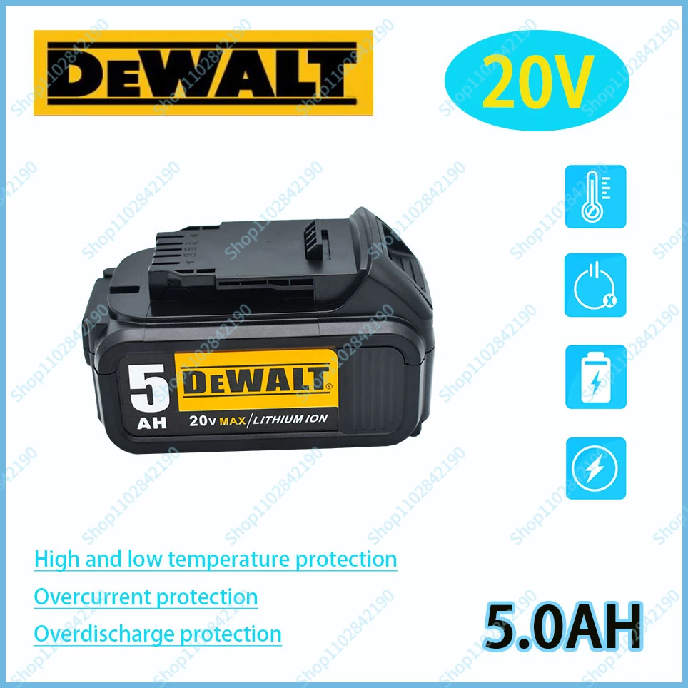 

DeWalt 20V 5.0AH 100% original rechargeable power tool battery, 18650 lithium battery, DCB205DCB204-220V DCB2066000mAh