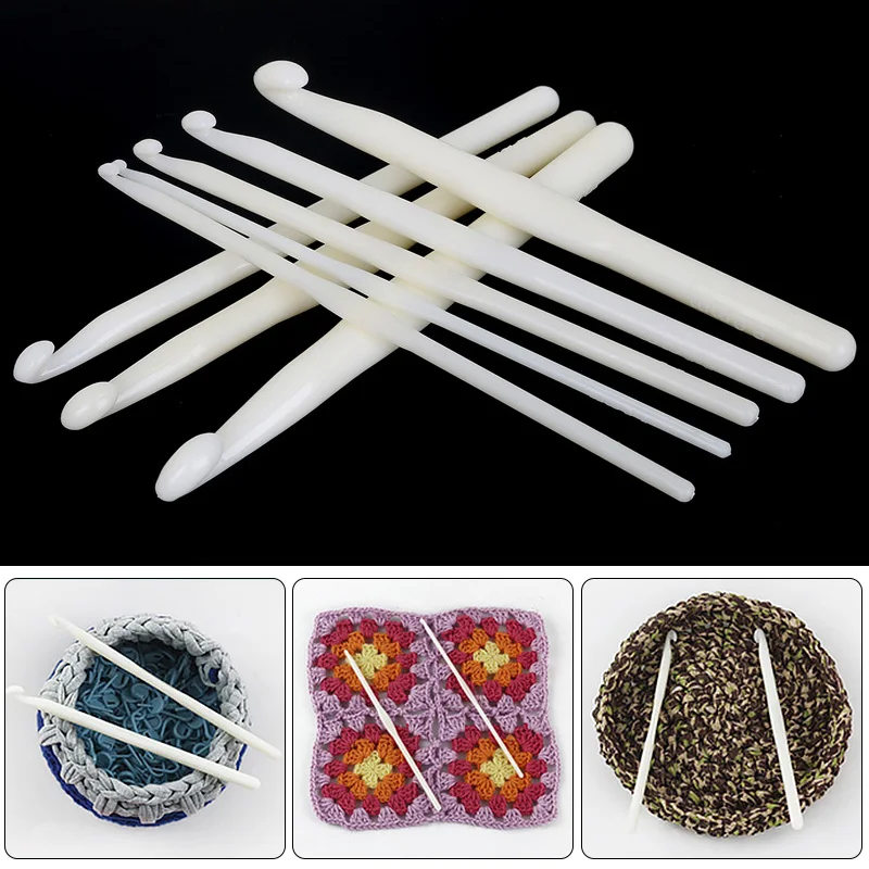 

3/4/5/6/7/8/9/10/12mm Pure White Plastic Handle Crochet Hook Knitting Needles Thick Head Tools DIY Crafts Accessories