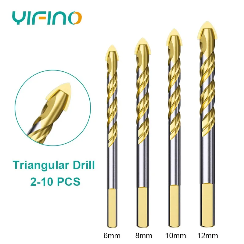 

YIFINO 2/5/10PCS Multifunctional Tungsten Steel Alloy Triangular Drill For Ceramic Concrete Woodworking Drills Bit Tools
