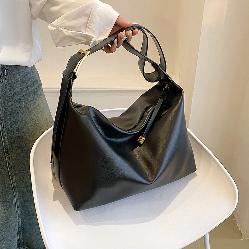 

High Quality Women Bags Large Capacity Shoulder Bag Simple Solid Color Satchel Ladies Wide Shoulder Strap Messenger Bag Sac New