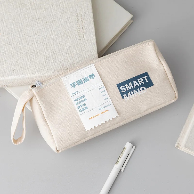 

Large Capacity Pencil Case Double Side Macaron Color Canvas Pen Bag Storage Pouch Stationery for Junior High School Students