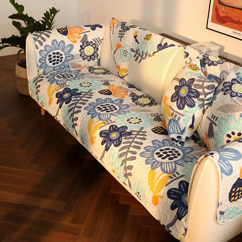 

2021 Direct Selling Thick Sofa Cover Towel Slipcover Cotton Fabric Flowers Non-slip Bohemia Towel Cover Couch Mats 1PCS Corner