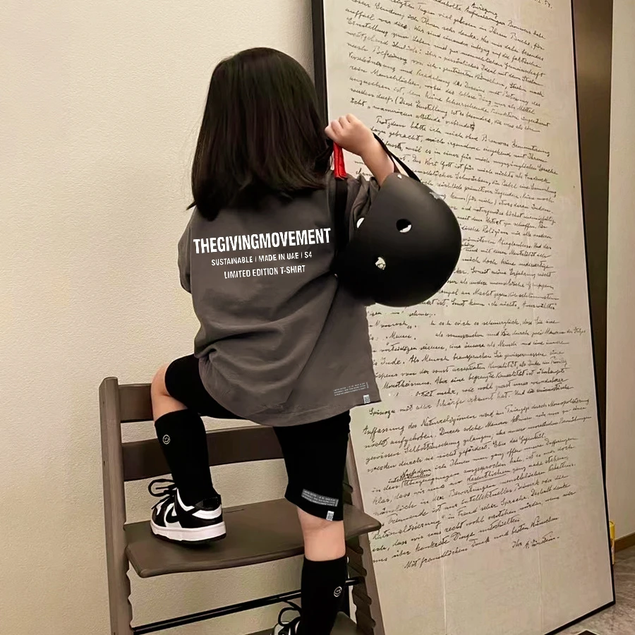 TGM 3-12Years Girls And Boy Summer Print T-shirt Leggings Kids Knee Length Five-point Pants Children Trousers Thin clothes set