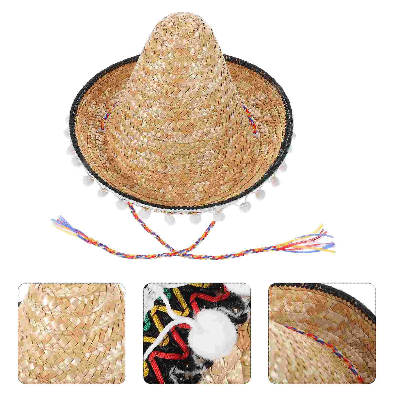 

Mexican Sombrero Straw Woven Hat Outdoor Christmas Decorations Headband Hats Party Adults Miss Men Fashion