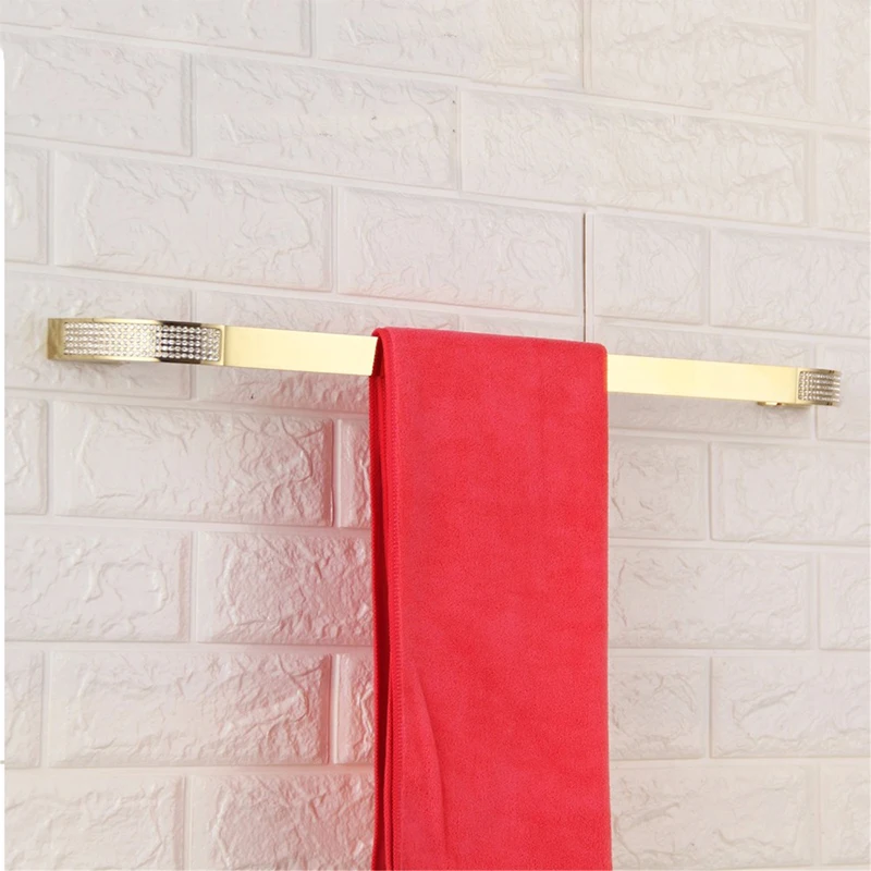 

YCRAYS Czech Crystal Gold Chrome Wall Mounted Towel Rack Rail Holder Copper Bathroom Accessories Hanger Bath Bar Storage Shelf