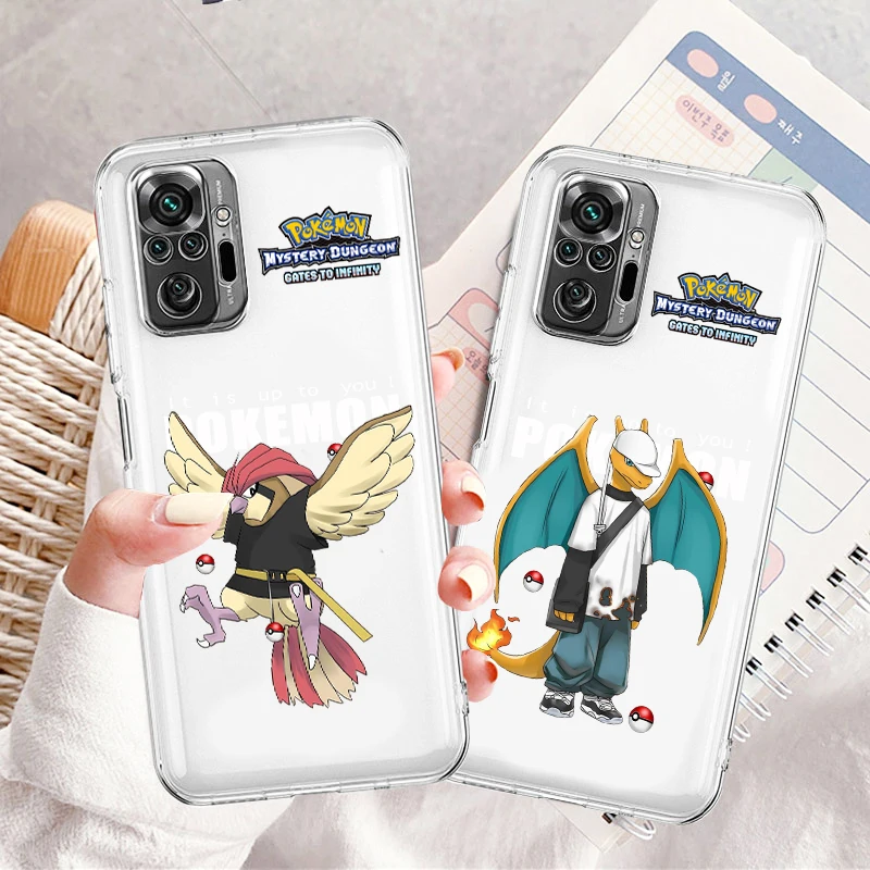 

Pokemon Dragonite Snorlax Art Transparent Phone Case For Xiaomi Redmi Note 12 11E 11S 11 11T 10 10S 9 9T 9S 8 8T Pro Plus 5G 7