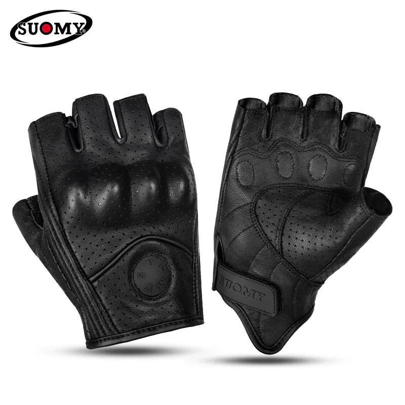 

Summer retro leather motorcycle half-finger gloves men and women motorcycle riding rider anti-fall breathable short finger