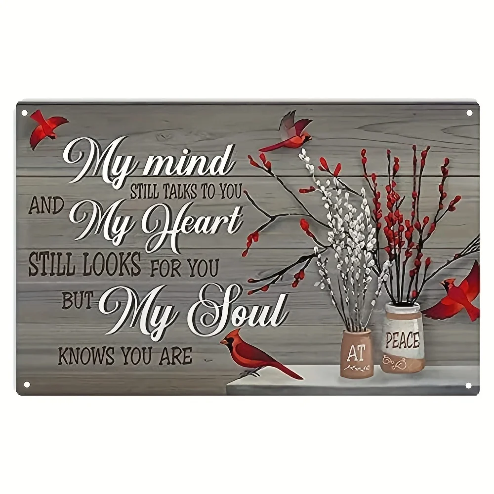 

New Metal Tin Sign Painting Red Cardinals My Mind Still Vintage Metal Sign Decor for Home Office Restaurant Garage Bar8x12 Inch