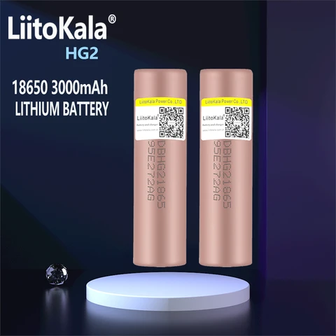 Литий-ионные аккумуляторы LiitoKala HG2 18650, 3000 мА · ч, с высокой мощностью, 30 А