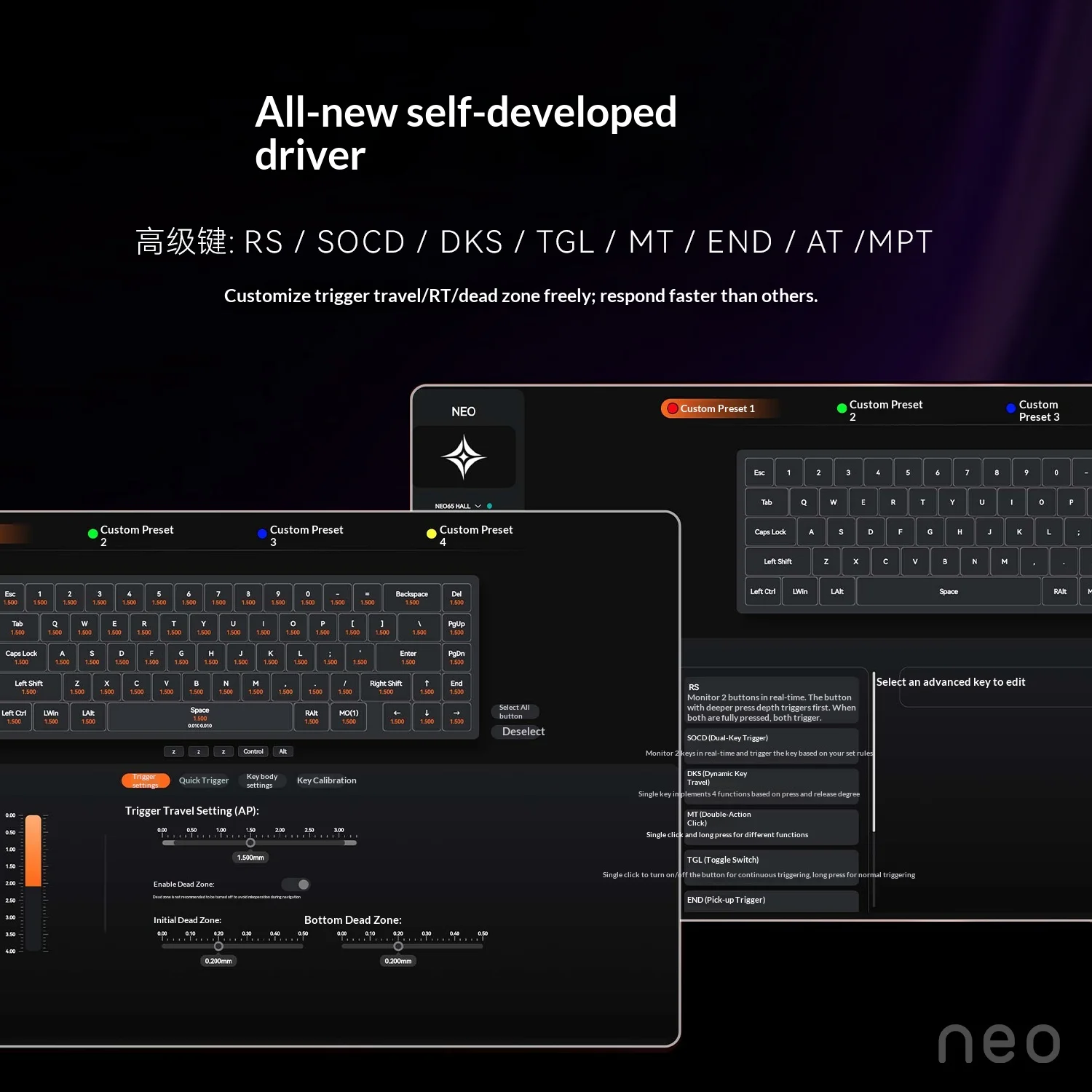Фото Игровые клавиатуры TickType Neo65 Sonic He+ с магнитными переключателями, 8000 касаний/с, отклик 0,01 мм, корпус из алюминиевого сплава, RGB-подсветка, эргономичный дизайн, для ПК №5