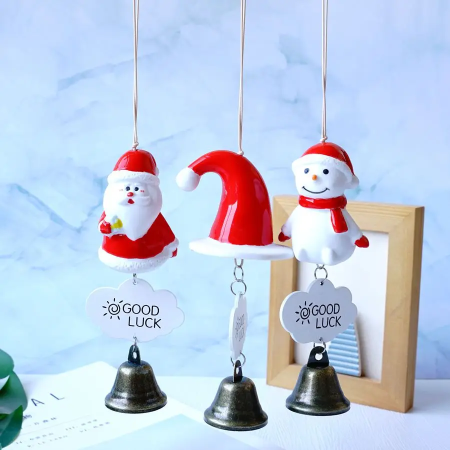 

New Creative Ceramic Christmas Santa Claus Bells Wind Chimes Pendants Furniture Decoration Crafts Children's Ornaments