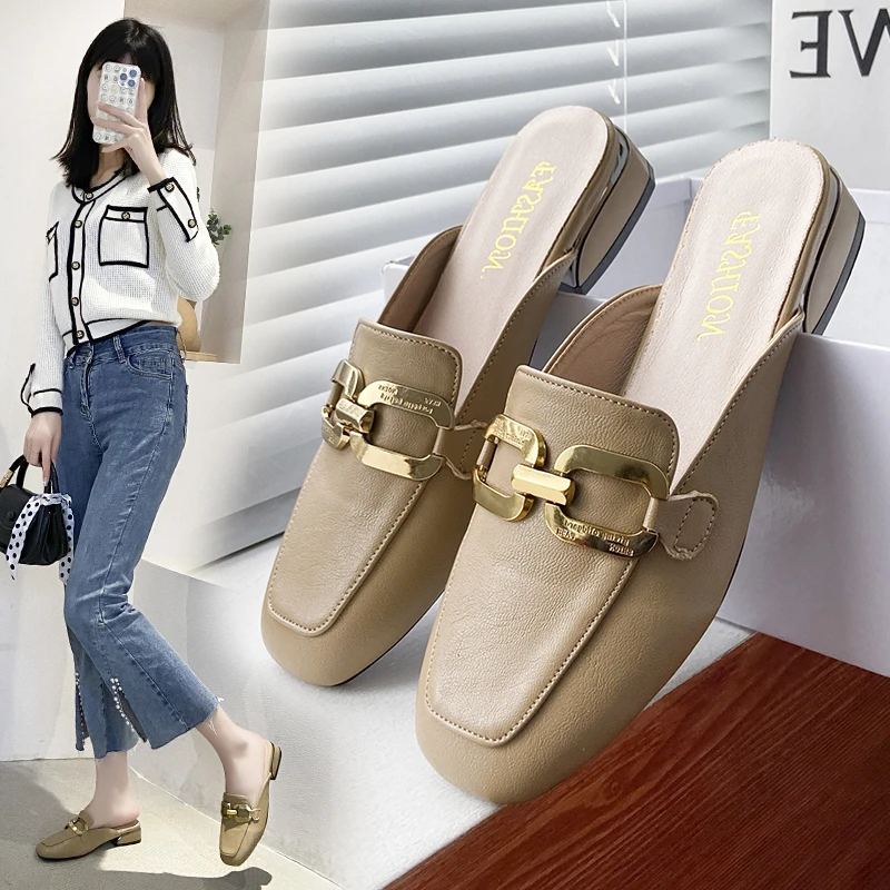 

2022 Spring Summer Women Mules Shoes Brand Slippers Fashion Round Toe Bowknot Baotou Straw Plaited Article Fisherman Slippers