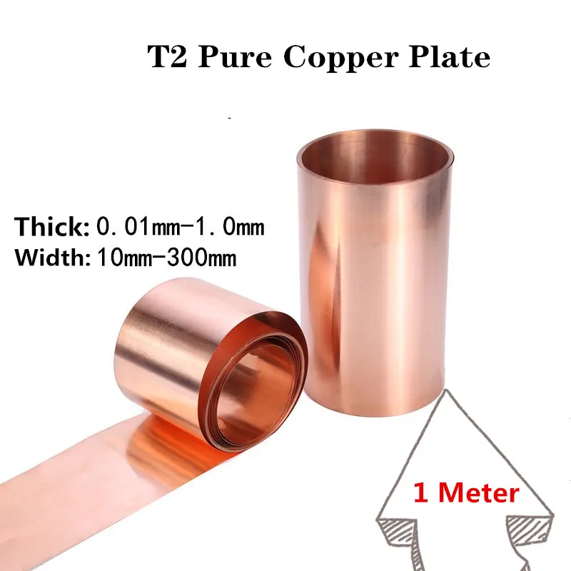 

1M/lot 0.1MM 0.2MM 0.5MM 1MM T2 Pure Copper Foil Plate Strip Copper Sheet Copper Plate Skin Red Copper Purple Copper