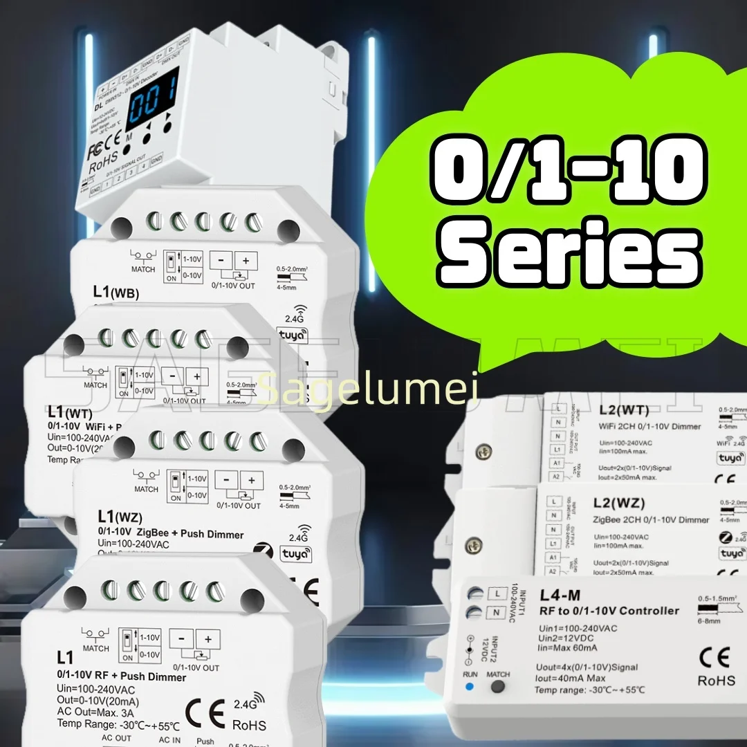 Фото Светодиодный диммер Wi-Fi Zigbee L1 L4-M L2 DL 0/1-10 В RF Tuya Smart Push Smart Life APP Управление RF DMX в Skydance 0-10 В Преобразователь сигналов №1