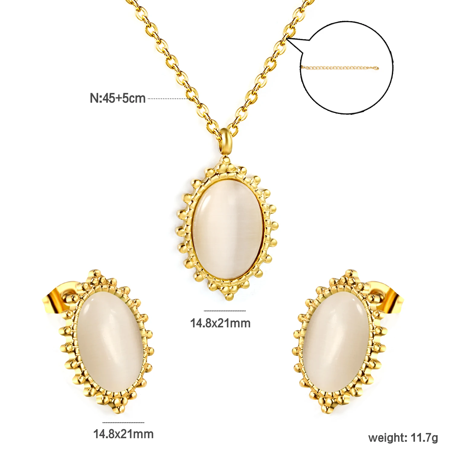 Женский Классический ювелирный комплект из колье и серёг нержавеющей стали