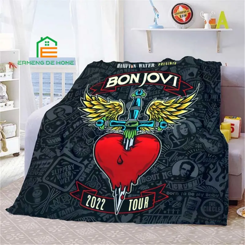 

Bonjovi Band Pattern Throw Blanket Warm Blanket for Home, Picnic, Travel, Office,Plane for Adults, Kids, Elderly 6 Sizes