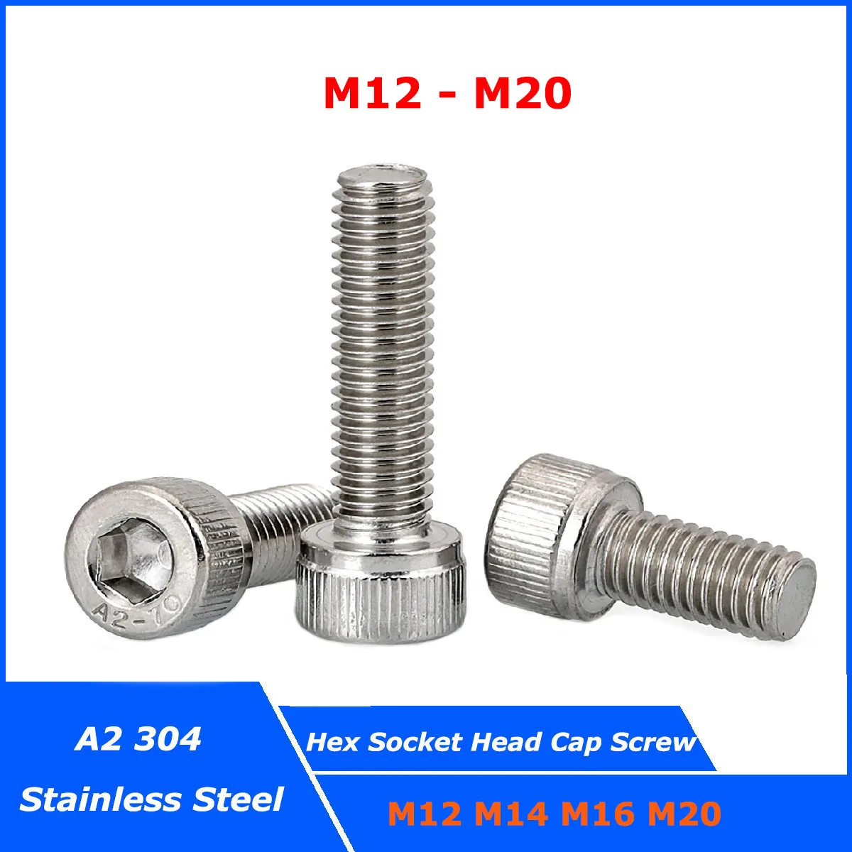

M12 M14 M16 M20 A2-70 304 нержавеющая сталь DIN912 Шестигранная головка с шестигранной головкой болт с шестигранной головкой Винт с полной резьбой