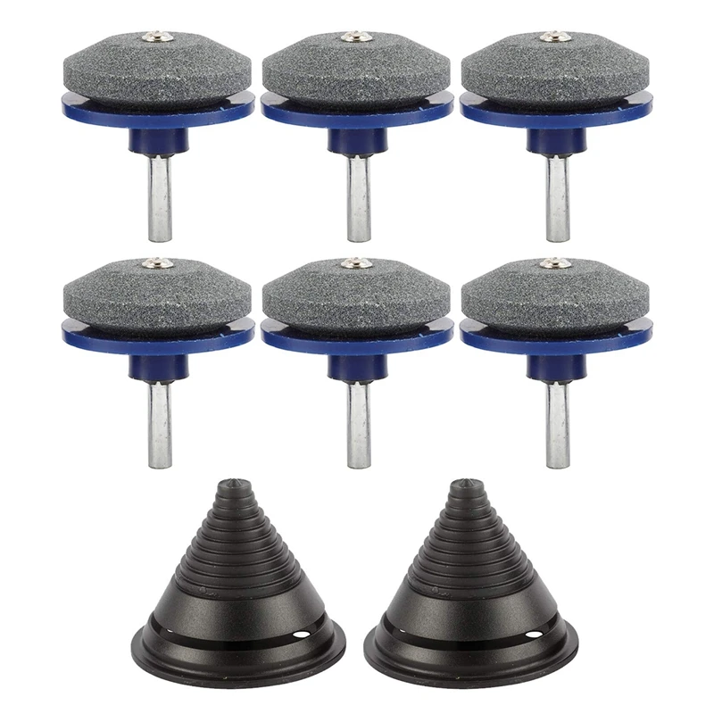 

HOT-6PCS Lawn Mower Blade Sharpener And 2PCS Lawn Mower Blade Balancer For Electric Drill Hand Drill Lawn Mower Sharpener